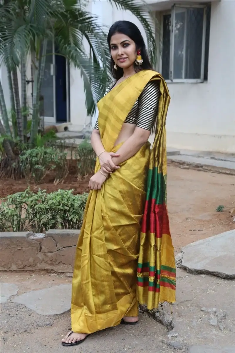 ACTRESS DIVI VADTHYA IN YELLOW SAREE AT LAMBASINGI MOVIE MEET 15